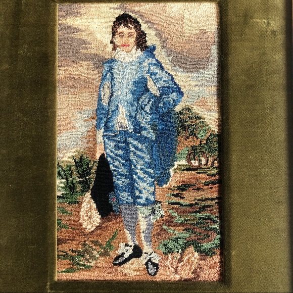 Vintage Embroidered Framed The Blue Boy - Picture 3 of 9